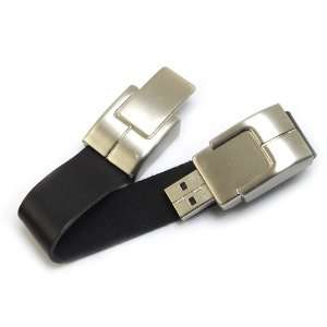    1GB Black Bracelet Leather USB 2.0 Flash Drive Electronics