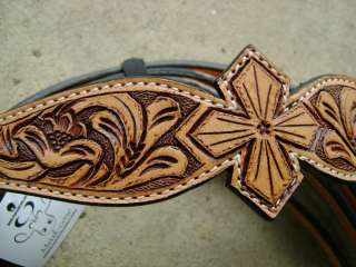 HAND MADE HAND TOOLED LEATHER ENGRAVED CROSS WESTERN SHOW BRIDLE 