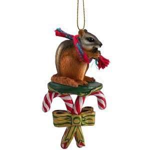 Chipmunk Candy Cane Christmas Ornament