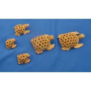 Hand Crafted Wood Tortoise   Set Of Five 