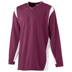   Wicking Long Sleeve Warmup Shirts MAROON/ WHITE AS