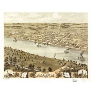  Panoramic Map Birds eye view of the city of Washington, Franklin 