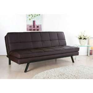   Cushion Leather Convertible Sofa Bed in Dark Brown AD 