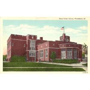   Postcard Dean Street School   Woodstock Illinois 