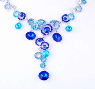 Rhinestone Alloy jewelry 1Set for bridal party blue NEW  