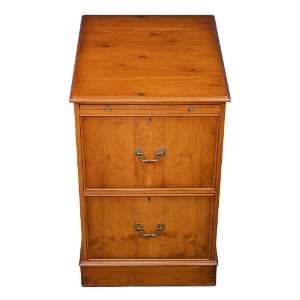  Yew Wood Two Drawer File Cabinet w Slide