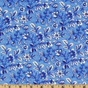   China Blue Wood Block Blue Fabric By The Yard Arts, Crafts & Sewing