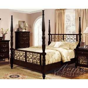 Eastern King Size Metal & Wood Poster Bed Espresso Finish 