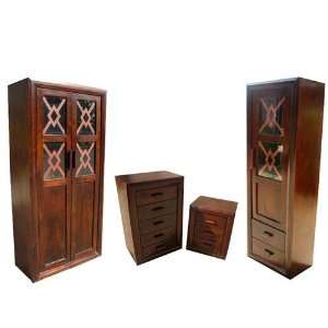  Solid Wood Bedroom Set Armoire Side End Table Dresser 