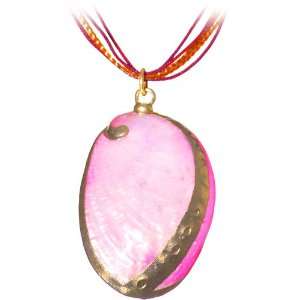  Glistening Fuchsia Abalone Pendant Necklace Jewelry