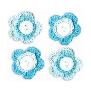  Bella Blvd Crochet Flowers With Button Middles 4/Pkg 