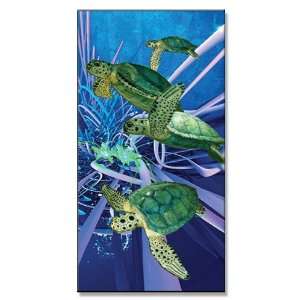  24 Swimming Turtles Velour Beach Towel 30 x 60 Inch