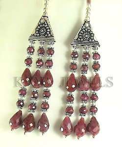 XCLUSIV NATURAL RUBY BRIOLETTE BEADS EARRINGS 155Cts  