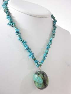 DESIGNER Silver Plated Turquoise Pendant Necklace  