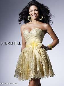 Sherri Hill 2311 Gold Lace Cocktail Dress 4  