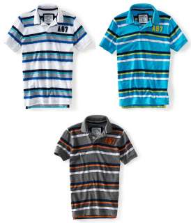 Aeropostale mens striped A87 polo shirt   Style # 2323  