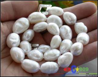 HUGE 17 20mm round white freshwater PEARL NECKLACE 925  