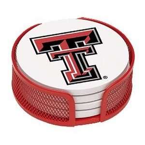 Absorbent Coaster Gift Set Texas Tech   Coordinating Holder Included