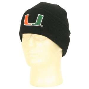    Miami Hurricanes Cuffed Winter Knit Hat   Black