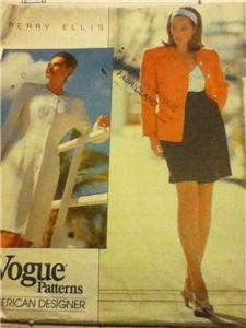 Vogue Sewing Pattern 2665 Perry Ellis Designer Dress Jacket Top Shorts 