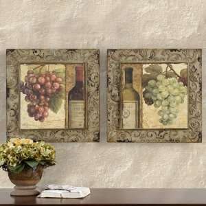  French Provincial Wine Label Wall Plaques (Set of 2)