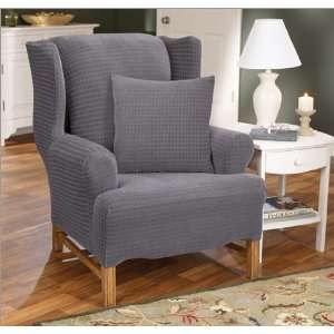   Stretch Grid Wing Chair Slipcover (T Cushion)