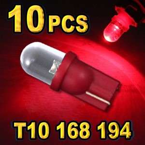 10 X Red T10 168 194 2825 LED Wedge Light Bulbs  