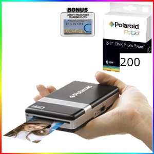  CZA 10011B PoGo Instant Mobile Printer (Black) + Polaroid Zink Media 