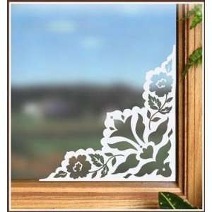  Naples Corner   4 each Accents Etched Glass Window Film 
