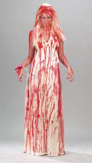   gown with blood print wig and slip wrist corsage not included women