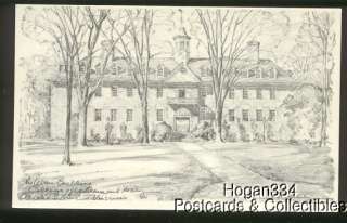 Wren Building Williamsburg Virginia Sketch Postcard  