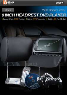 L0207 2x9LCD Black Zipper Cover Headrest Monitor SD USB IR Transmit 