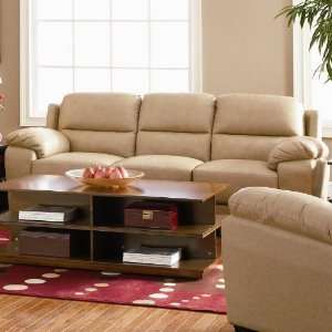  Couch with Padded Pillow Top and Arm in Beige Leather