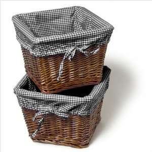  Small Willow Basket Set in Cherry with Black Gingham Liner 