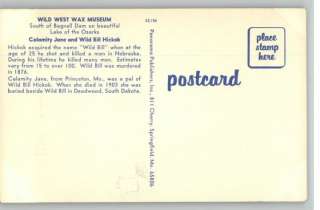Postcard Wild Bill Hickok Wild West Wax Museum Missouri  