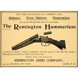 1899 Ad Remington Arms Hammerless Rifle Firearms Guns   Original Print 