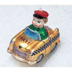  Young Boy as Taxi Cab Driver Glass Christmas Ornament 