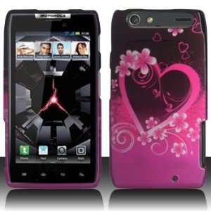Purple Heart with Pink Flowers Snap on Hard Skin Cover Case for 