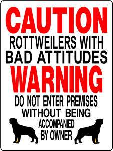 ROTTWEILER ALUMINUM SIGN DOGS WARNING d3187  