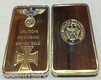 RARE GERMAN NAZI 1 OZ 999 PURE 24K GOLD PLATED IRON REICH WWI WWII 