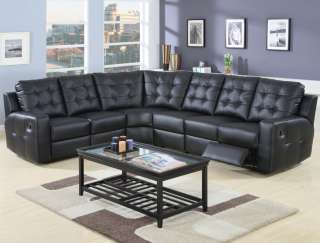 Tempe Modern Black Leather Reclining Sectional Sofa NEW  