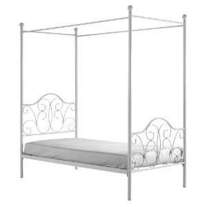  WE Furniture Metal Twin Canopy Bed, White