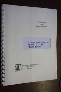 Telonic 3350/3351/3352 RF Detector Plug in Unit Manual  