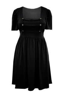 LADIES PLUS SIZE BLACK MILITARY STYLE TUNIC DRESS #339  