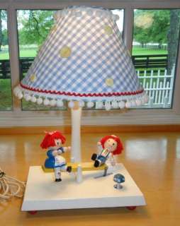   ~Nursery~Kid~Animated & Musical~Wood~Raggedy Ann & Andy~Wooden~Lamp