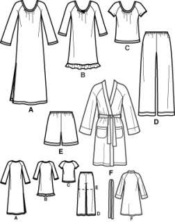 Simplicity 3696 Womens NEW & UNCUT Pants, Shorts, Robe & Nightgown 