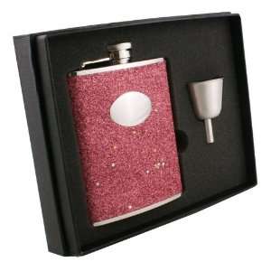 Visol Carina Red Glitter Stainless Steel 6oz Flask Gift Set  