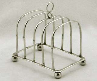 Chinese Export Silver Faux Bamboo Toast Rack c1890 Signed 