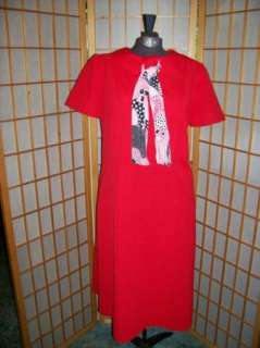 VINTAGE 1960S WOMENS RED ONE PIECE SHEATH SCOOTER DRESS  