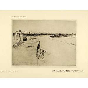   Star Ryes Long Pier Deserted   Original Halftone Print